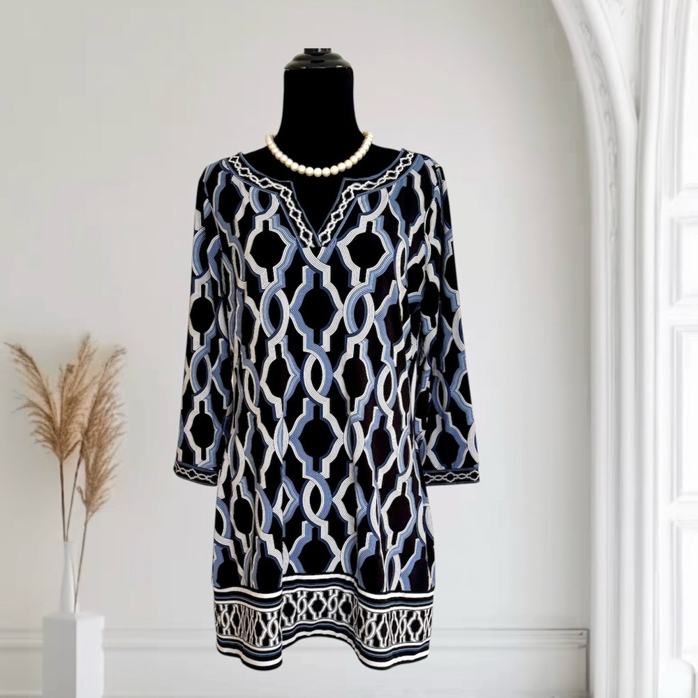 WHBM Geometric Print Tunic Top